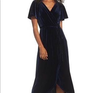 Chelsea28 Navy Blue Velvet Dress